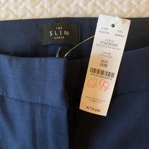 Whbm navy slim ankle pants